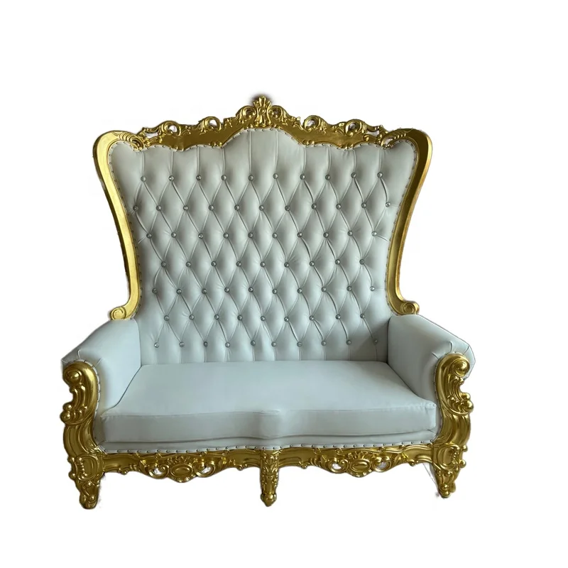 High Back Solid Wooden Throne Chairs Wedding Hotel High Quality Leather Bride And Groom Throne Chair