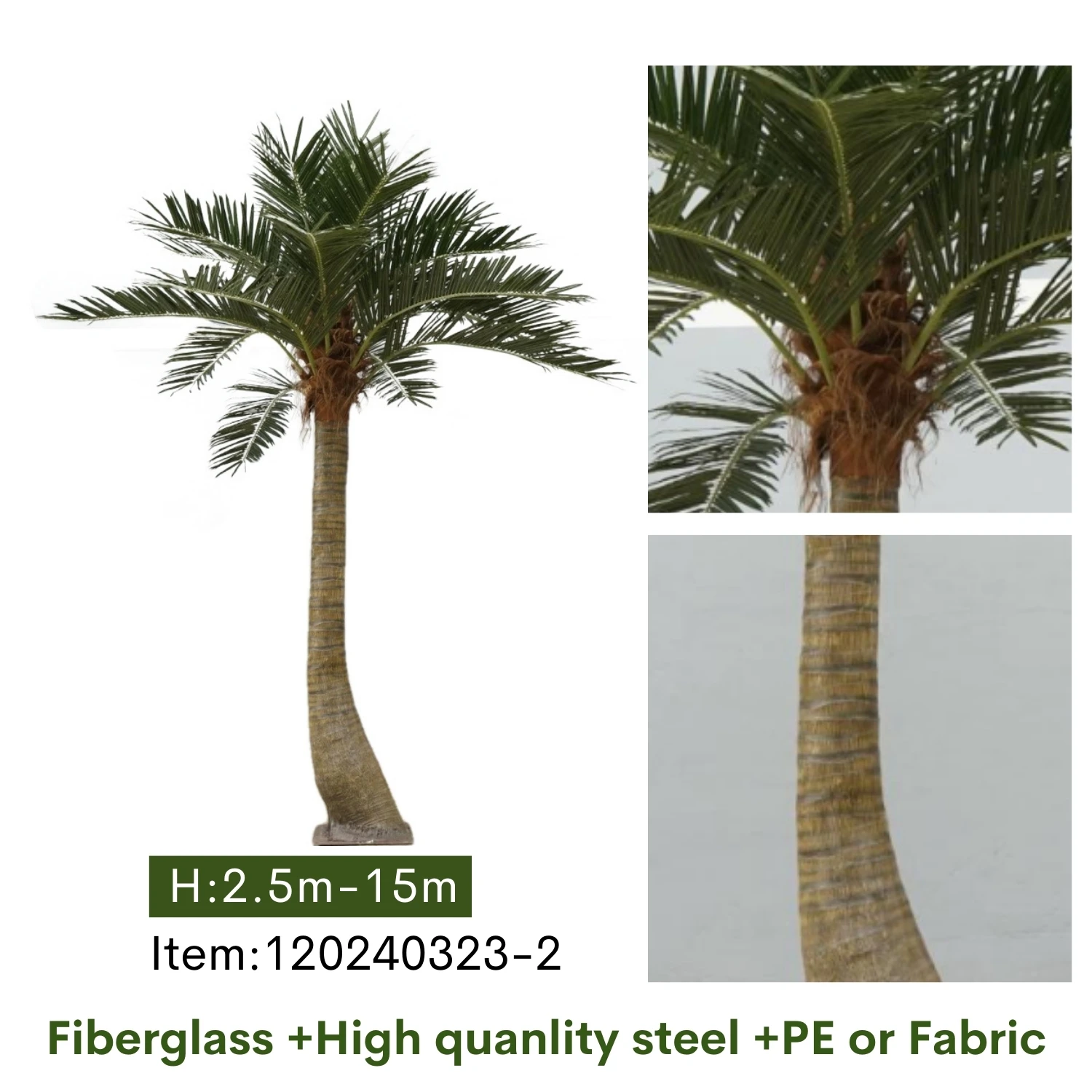 Green Outdoor Artificial Plants Faux Tree China Faux Artificial Palm Trees 3 Meters Artificial Coconut Palm Tree Large