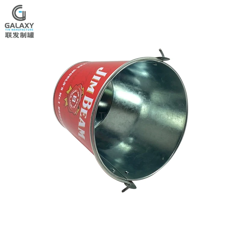 Маленький полноцветный логотип, ведро для напитков, печатный металлический охладитель для напитков, ведро для льда с ручками, охладитель для вечеринки