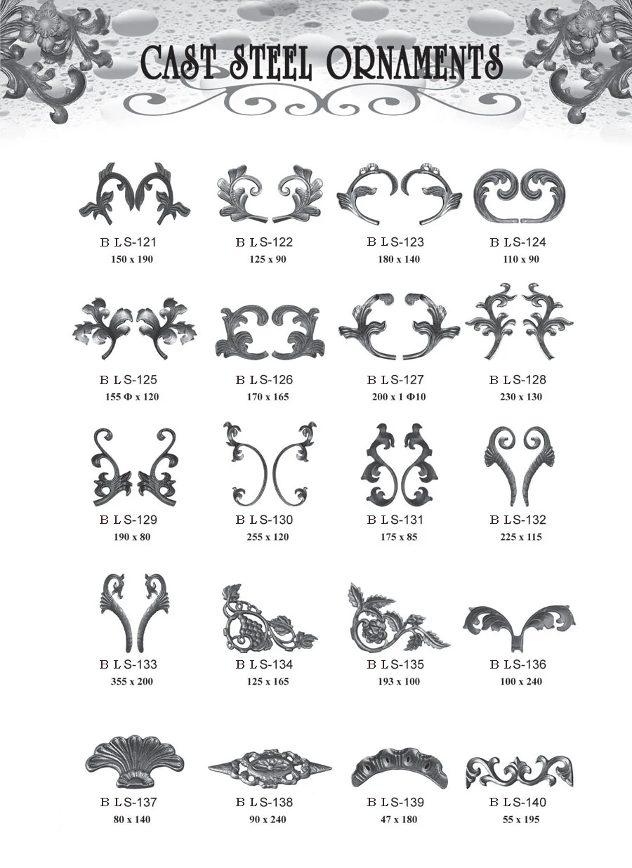 350x100mm wrought iron universal elements leaves leaf for gate fence railing handrail