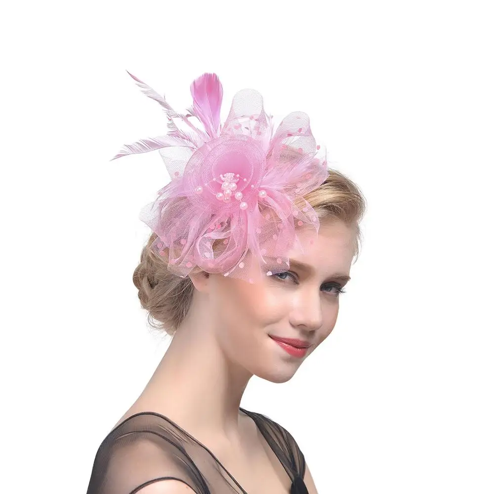 
2020Fashion Party Wedding Bride Hair Accessory Feather Yarn Sinamay Women Church Hats 