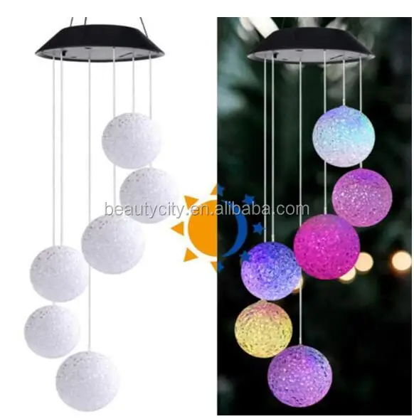 
Solar Wind Chime, Color Changing Outdoor Waterproof LED Crystal Ball Wind Chime Solar Colorful Light for Party/Yard/Valentines 