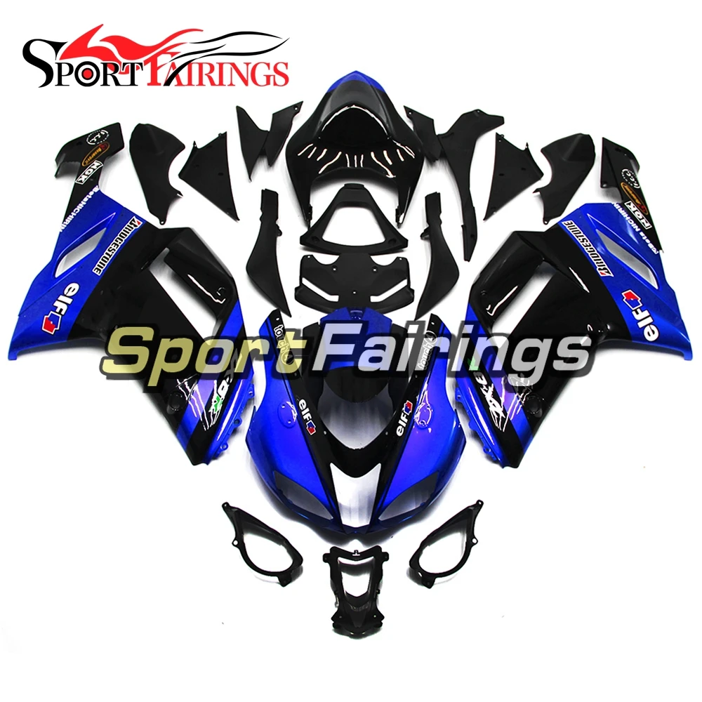 Complete Fairing Kit Fit For Kawasaki ZX6R 636 2007 2008 ZX-6R 07 08 ABS Plastic Injection Motorcycle Bodywork - Blue Black elf