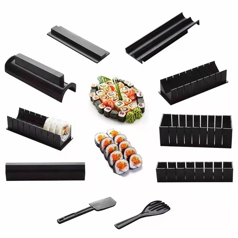 10pcs/set Diy Sushi mould Equipment Kitchen Sushi Making Kit Sushi Maker Roll Mould