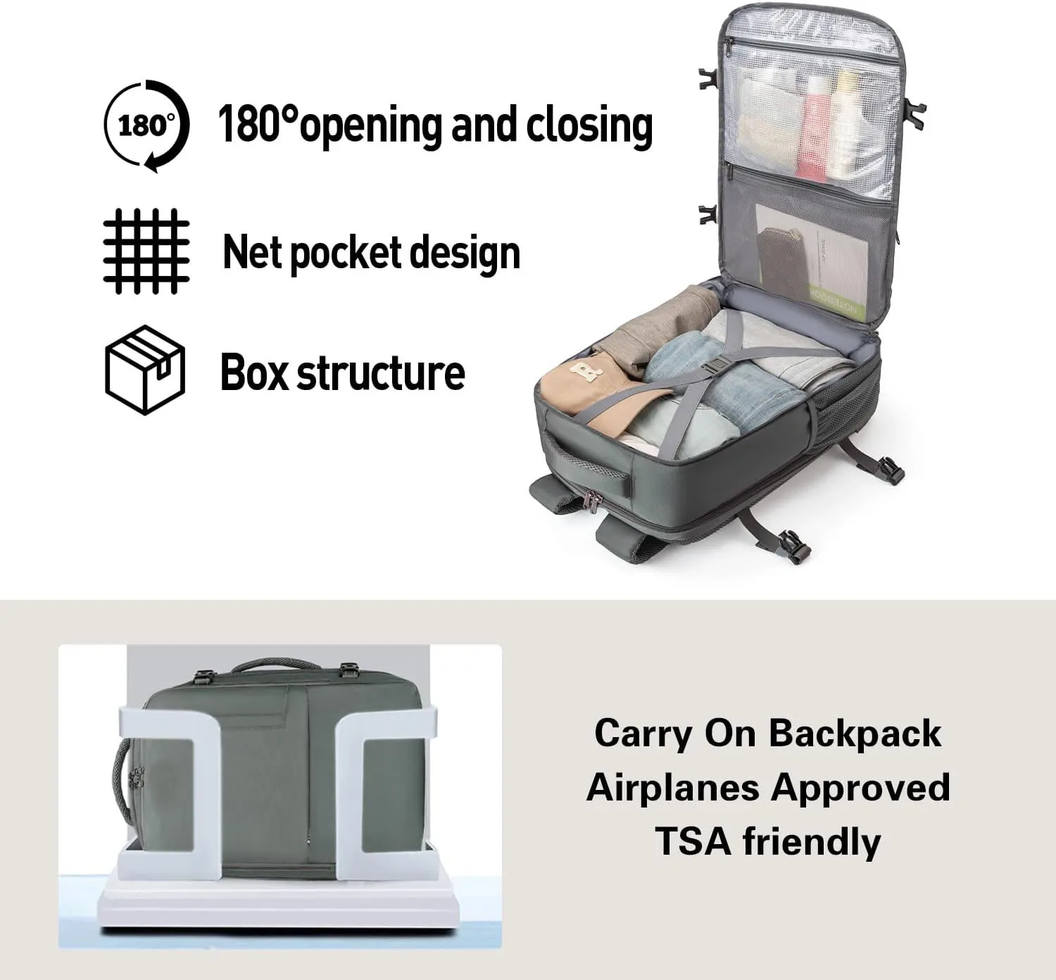 Large Waterproof Convertible Personal Item Flight Approved College Travel Backpack Laptop Carry On Backpack  for Men & Women