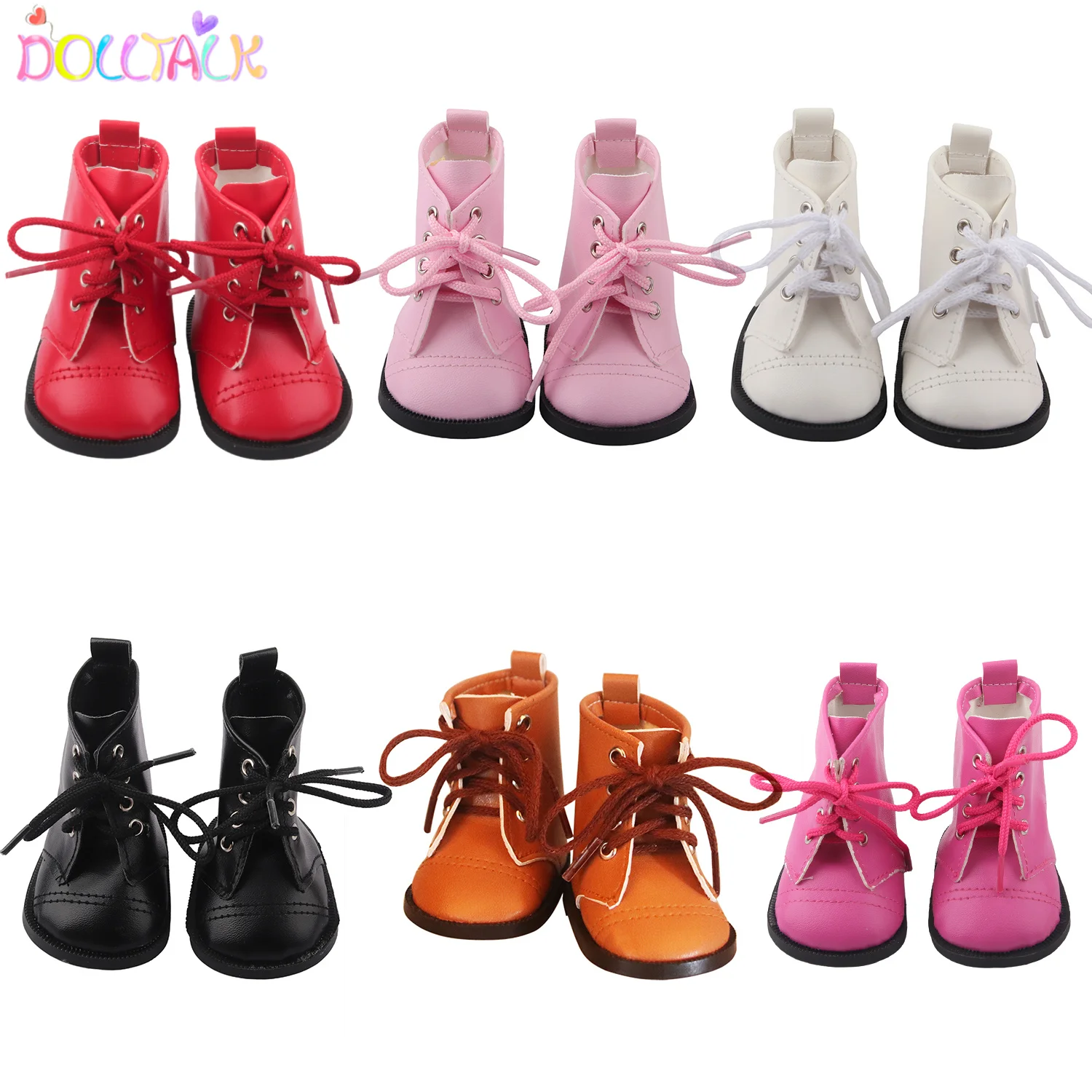 MISU Factory Direct 18-inch American Doll Brown Lace High-top Cool Leather Boots Doll Shoes