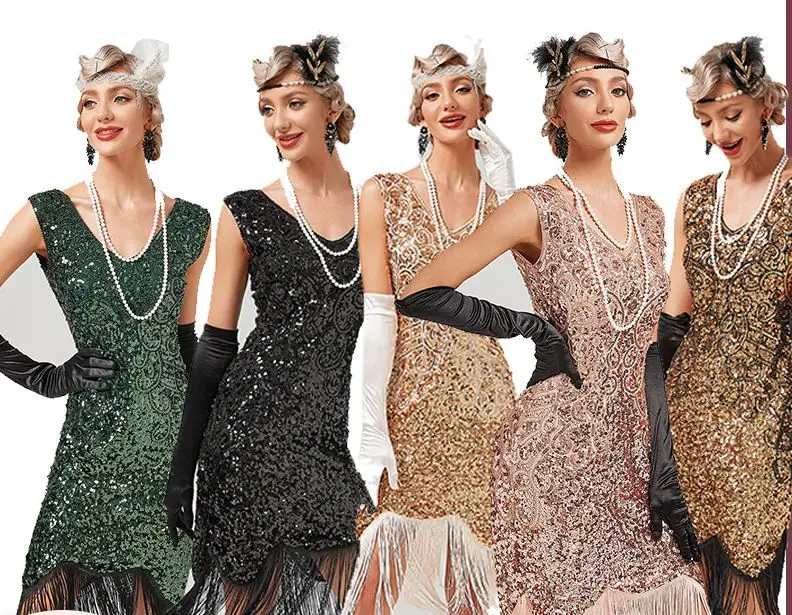 Wholesale Women Dresses Knee Length Cocktail Party Dresses for Party Sequin Beaded See Through Dresses