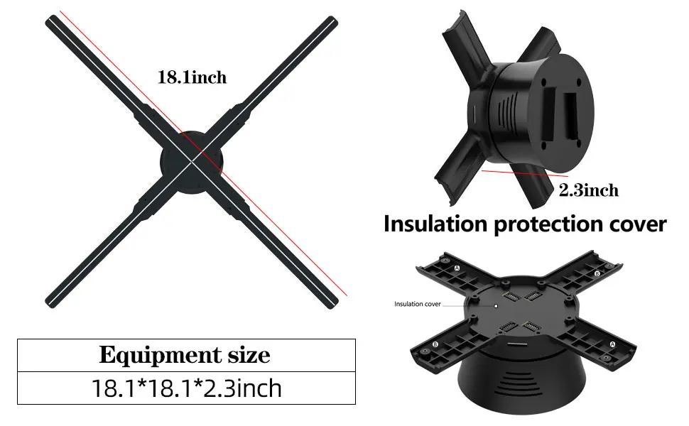 2025 High Effective 46cm wifi Control HD Holographic Display 1080P 3D LED Advertising Hologram Fan Projector for store