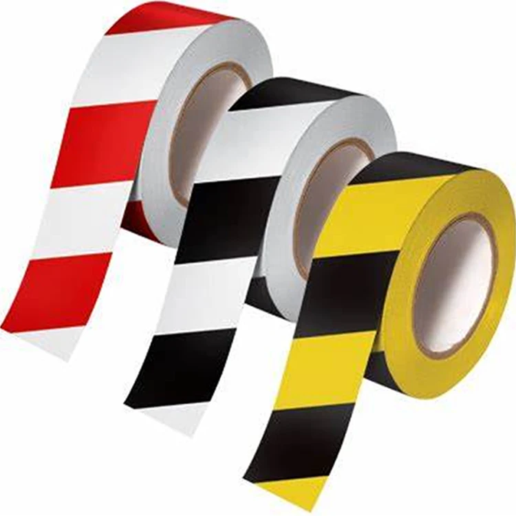 Red White Black Pvc Single Side Adhesive Vinyl Floor Marking Caution Warning Tape For Industrial Warehouse Underground