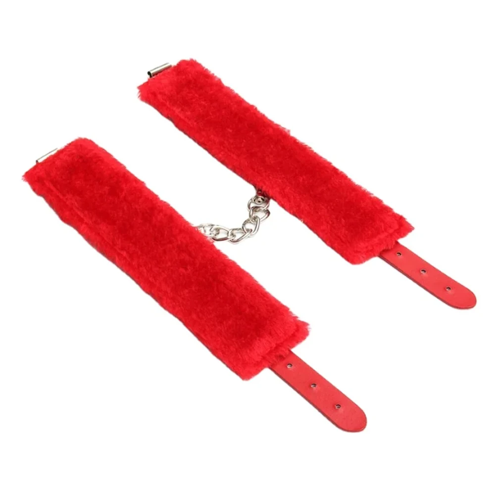 PU Leather Ankle Cuffs Sex Handcuff Bracelet Fur BSDM Handcuffs Sex Toys Handcuff Lock For Couple