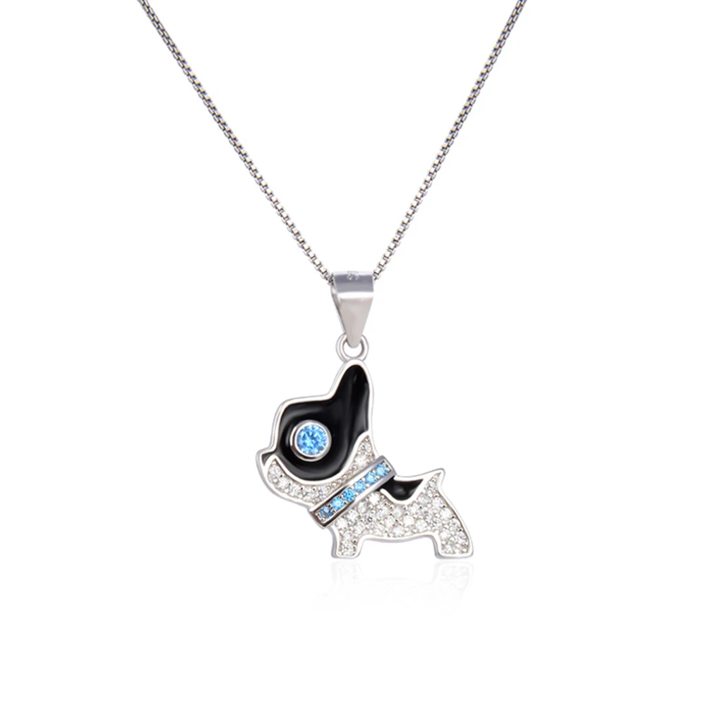 Women girls silver jewelry s925 sterling silver lovely cute child silver animal pendant cartoon dog necklace pendants