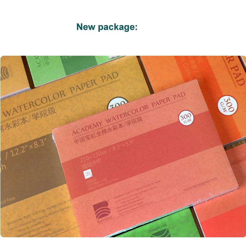 
100% Cotton Watercolor Paper book pad 300g with 20 Sheets for adult and child drawing 