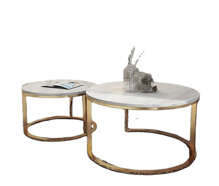 Nordic Marble tea Table simple modern round living room small simple iron edge table