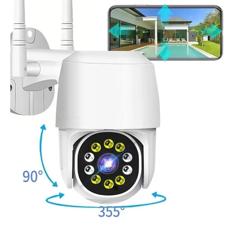 APP Live View Night Vision Two Way Talk Video Recording Human Motion Alarm Auto Rotate Outdoor Waterproof 1080P IP Camera WiFi