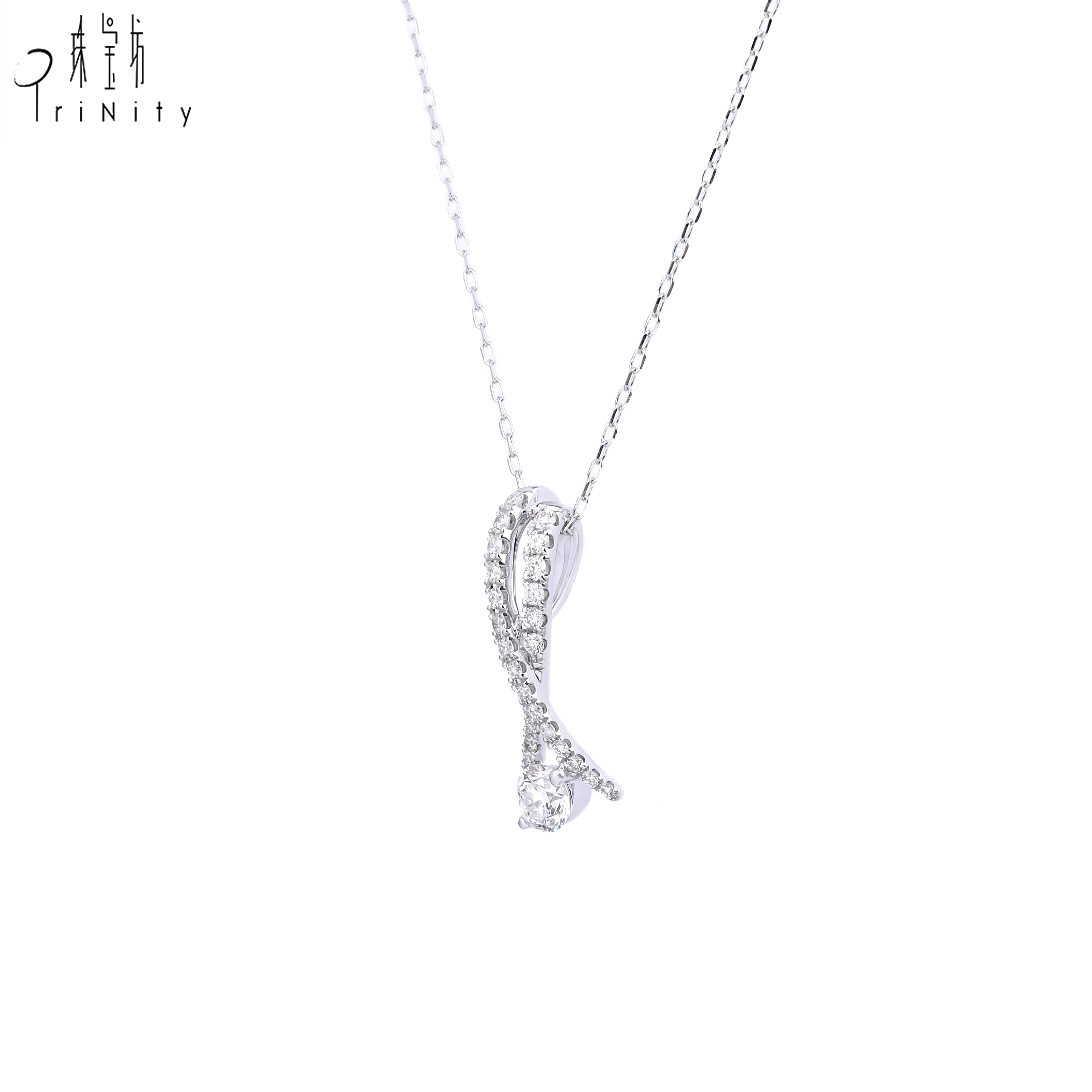 New Products Latest Design With Best Price 18K White Gold Diamond Necklace For Ladies