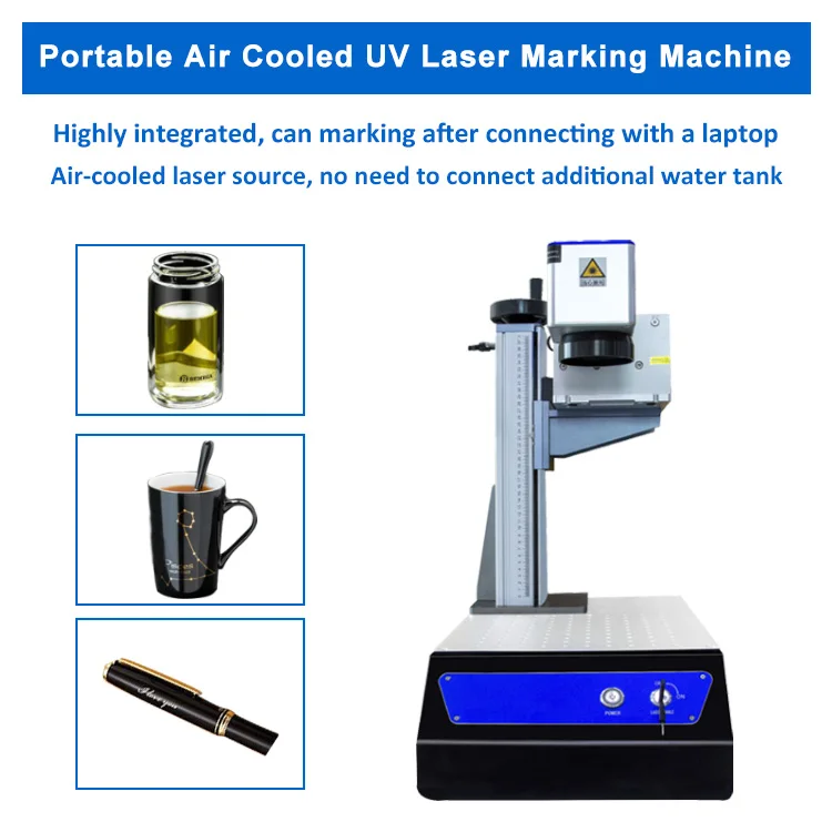 355nm 3W 5W 10W Portable Small UV Laser Marking Printer Glass Engraving Machine For Metal Plastic
