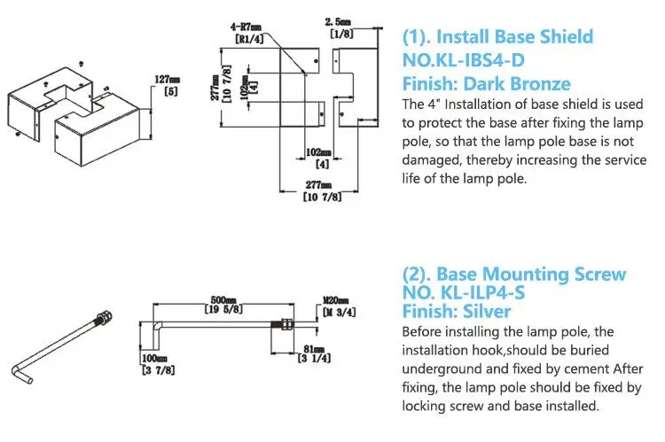 In Stock ETL Certificate Hot Dip Galvanized square steel street light pole for car parking
