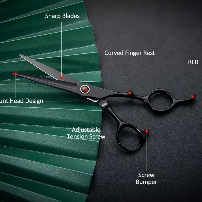 Hairdressing Hair Tools Stainless Steel Profesional Japan 6 Inch Black Sharp Hair Scissors Professional Green Colour Salon