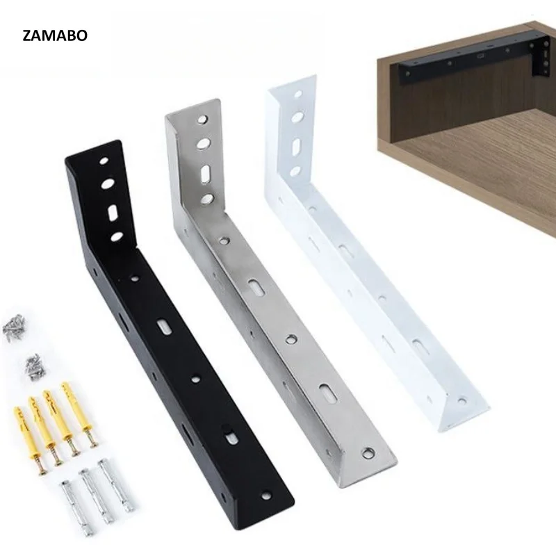 Kitchen Cabinet Hidden Shelf Bracket Stainless Steel Floating L Corner TV Hanging Code Bracket Product Connectors Shelf Supports