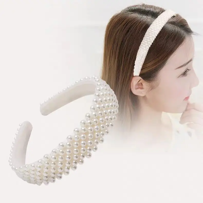 Sweet vintage simple ladies pearl handmade beaded headband