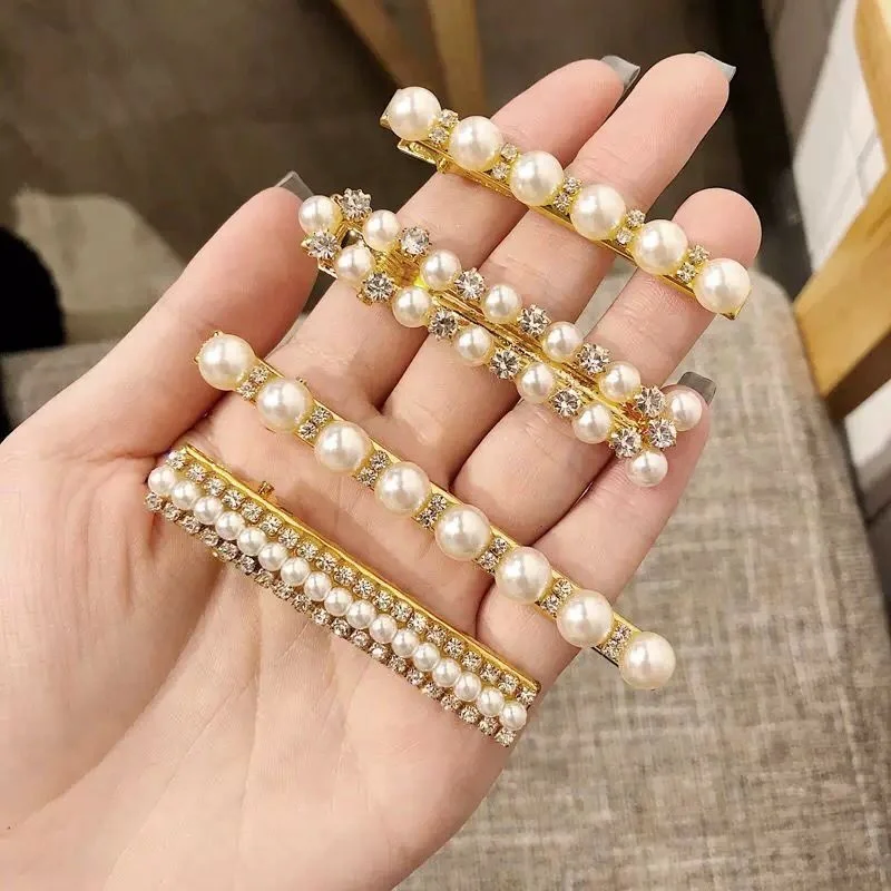 
Wholesale Popular Simple Pearl Elegant Brightly Diamond Korean Hair Clip Hair Accessories For Girl 