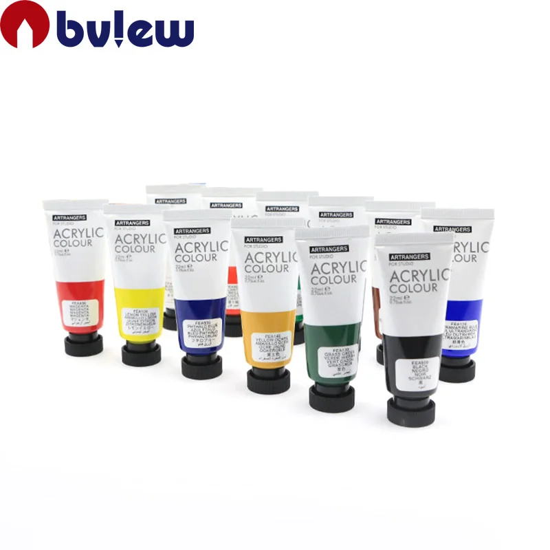 Professional Rich Pigment Non Fading Non Toxic 22ml 12 Colors Acrylic Colors Paint Set For Professional Painting