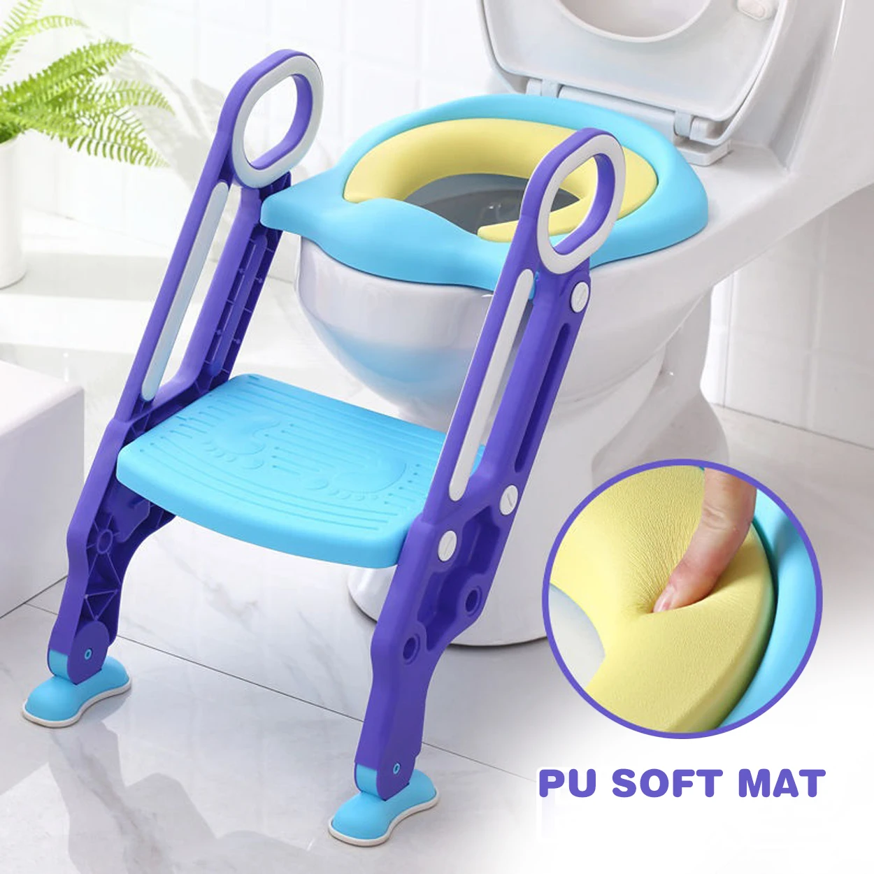 polyurethane material upuan sa banyo ng sanggol na may hagdan baby toilet seat with ladder kursi toilet bayi dengan tangga Step