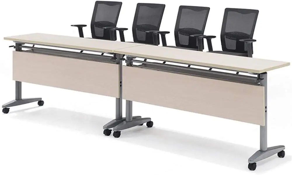 Student Pulley with Brake Useful Folded Training Table Versatile Mobile Meeting Table Folding Desk Long Reading Table