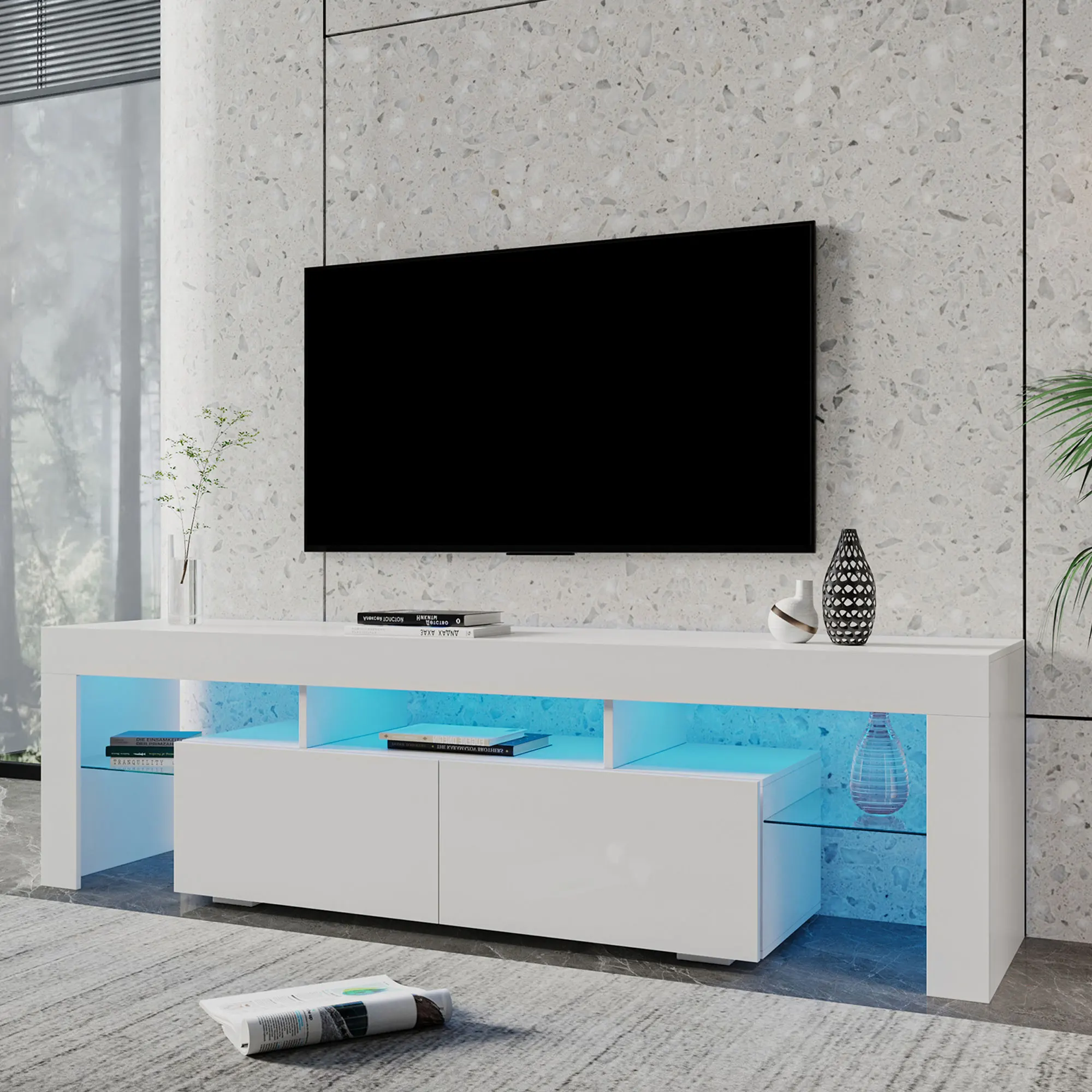 modern white tv table stand media console tv entertainment unit wooden tv cabinet living room furniture