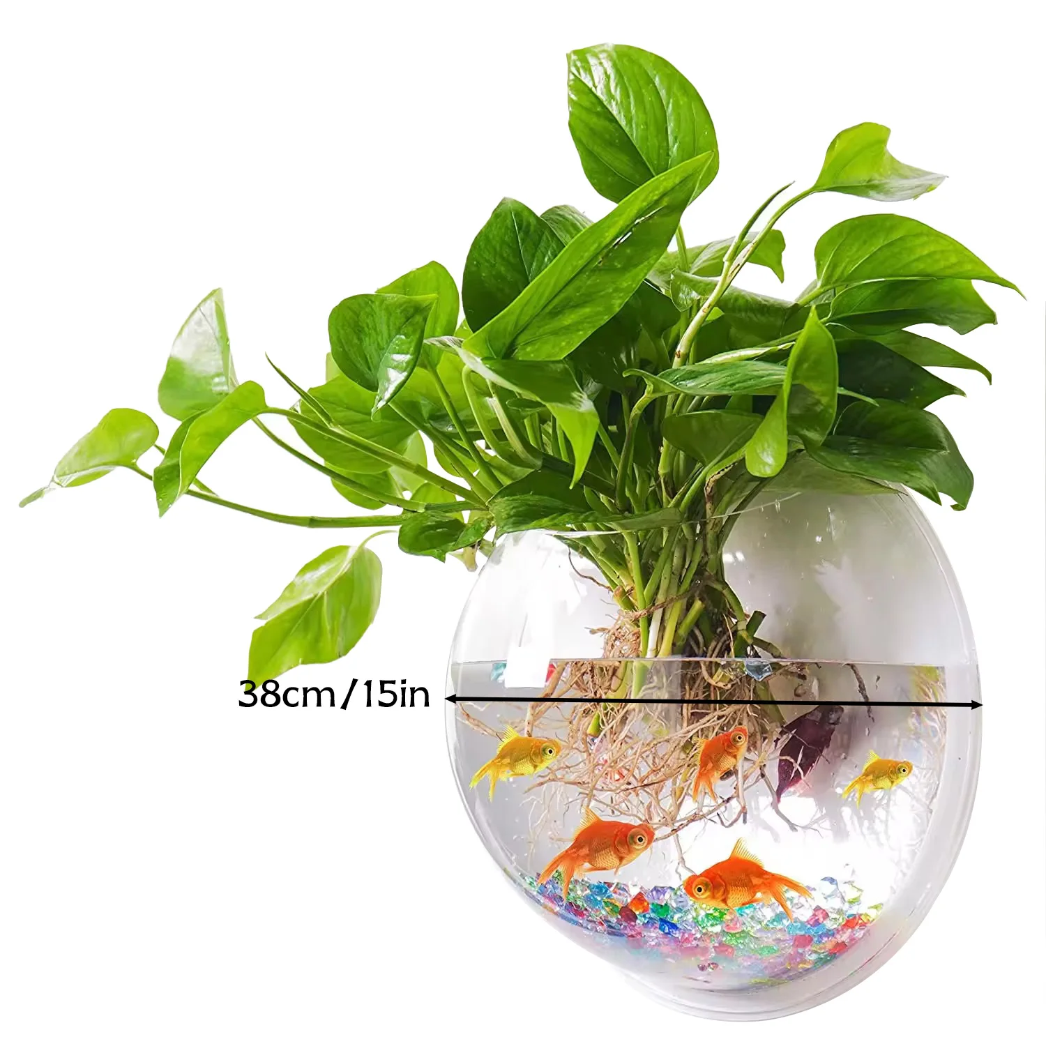 2pcs 38cm popular creative transparent acrylic hanging fish tank wall-mounted transparent acrylic flower pot decoration