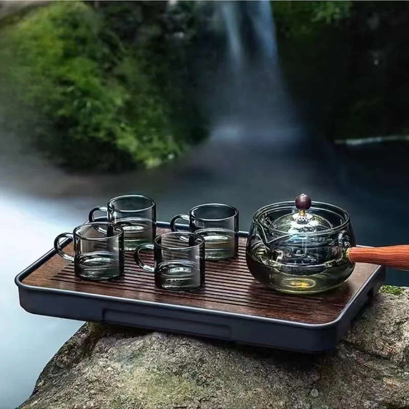 new design high borosilicate fair cup boiling teapot making teapot home brewing Glass Teapot