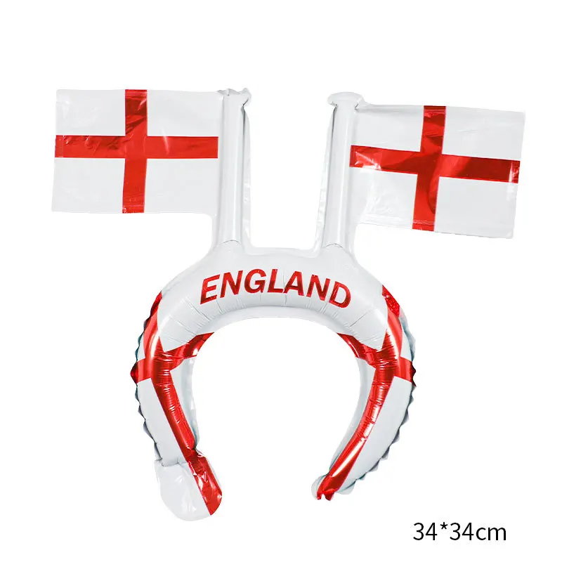 Popular Design Football Mini Flag Headband Inflatable Aluminum Foil Balloon Germany Flag Hair Headband