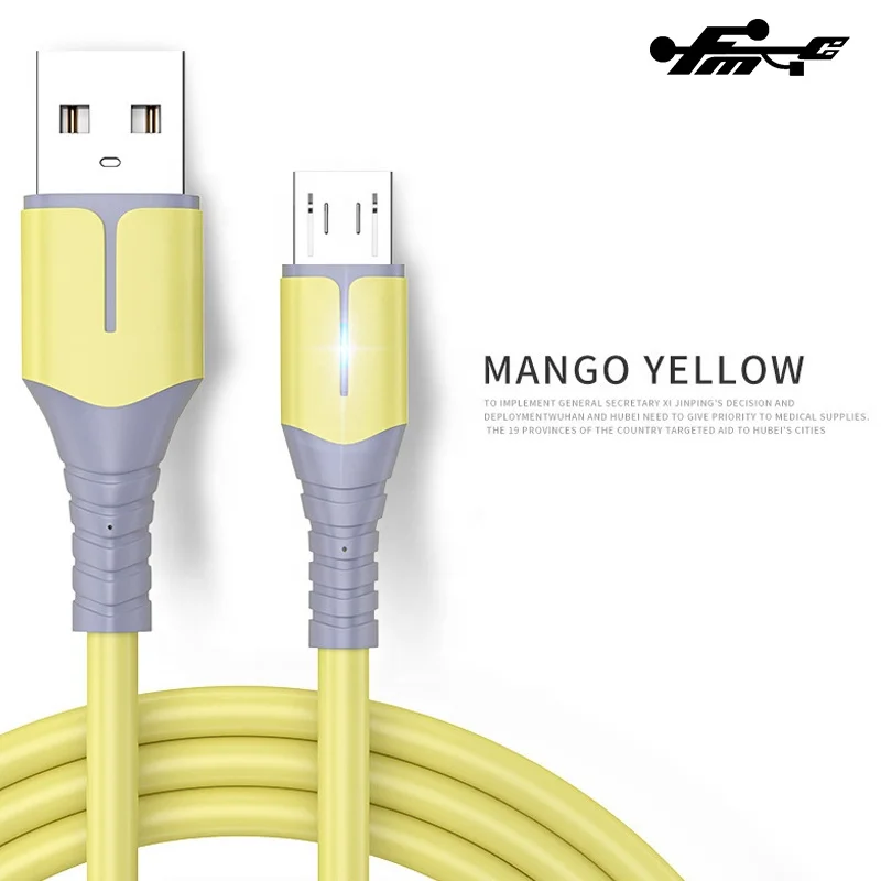 High Quality Soft Micro USB Cable Led Light Data Cable 3A Fast Charger Usb Cable Micro Pvc Silicone Standard Type C Stock TPE 1M