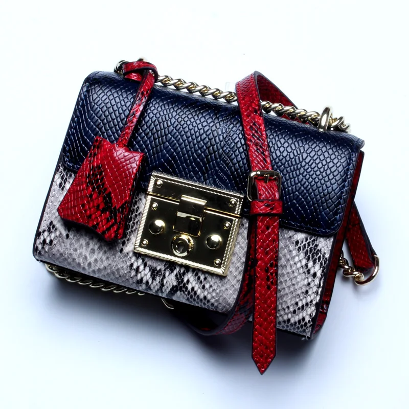 
TS8030 2020 china products new arrive Snake pattern chain crossbody bag genuine leather dropshipping handbags for women 