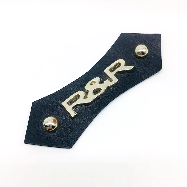 Custom Hot Foil Stamping And Embossing Metal Leather Labels For Handbags Custom Metal Logo Label Leather Patch With Metal