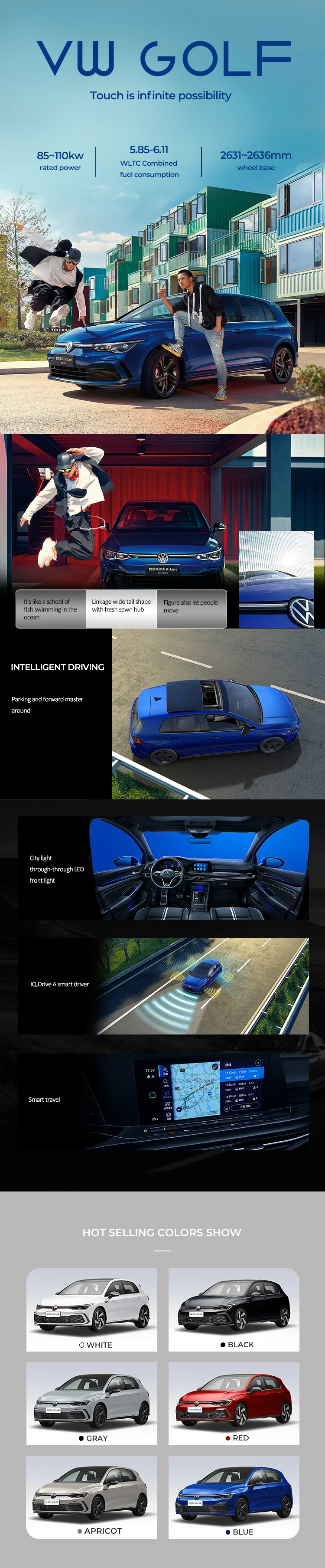 VW Golf R-Line грузовые кожаные сиденья левое Рулевое управление