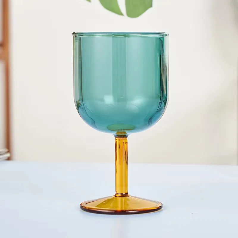vintage lead-free red wine glasses colored wedding goblet blue pink green glass goblets