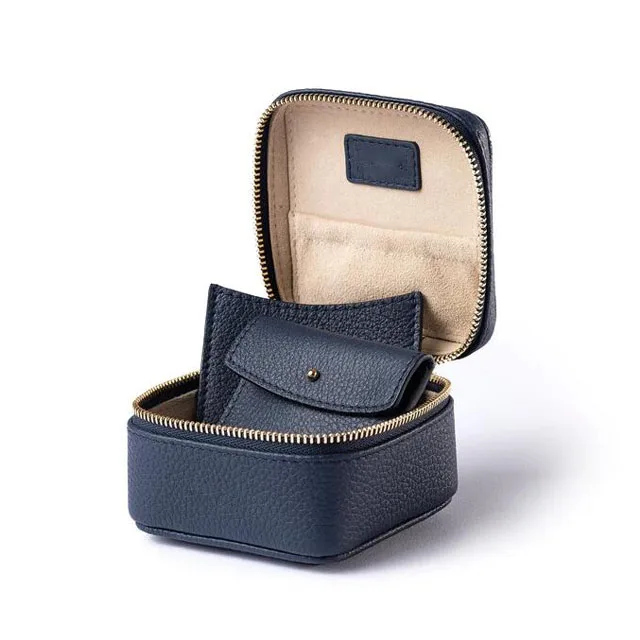 wholesale jewelry earing small case 2 individual sleeves Storage Case zipper faux leather jewelry box