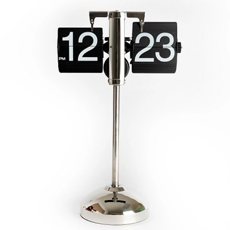 High Quality Game Sports Timer Table Clock Retro Flip Over Clock Stainless Steel Flip Internal Gear Operated Quartz Clock Watch