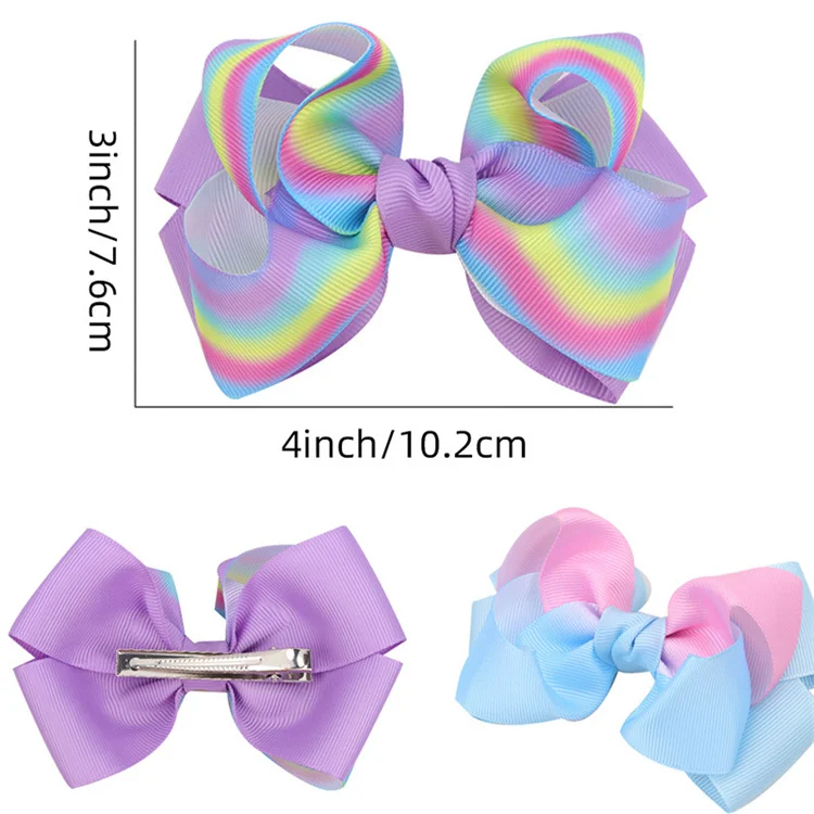 Newest Style Sweet Bow Hair Clips Handmade Rainbow Bows Hairpin Hair Grips For Children  hair accessories