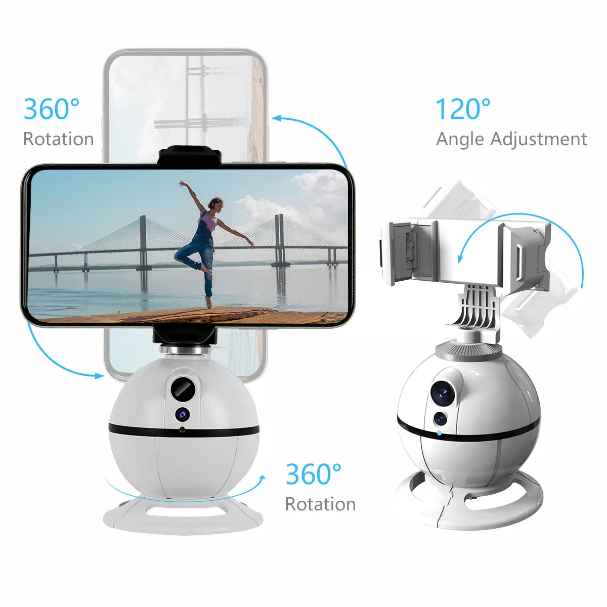 Hot Selling Smart Tracking Phone Holder 360 With Camera Head Face Recognition Camera Track Gimbal Mobile Live Streaming Selfie