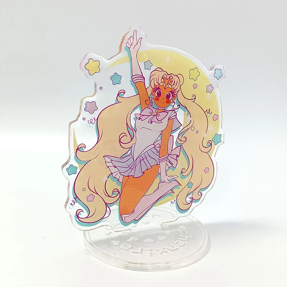 Custom manufacture made clear acrylic keychain stand display standee charm with epoxy