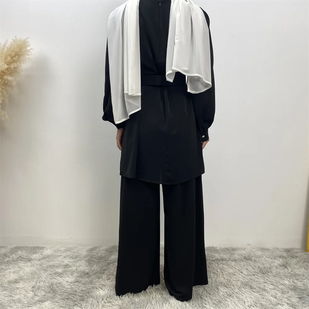 New Arrival Muslim Ramadan Clothes Outfits Long Sleeve Shirts And Pants 2 Piece Abaya Set For Women