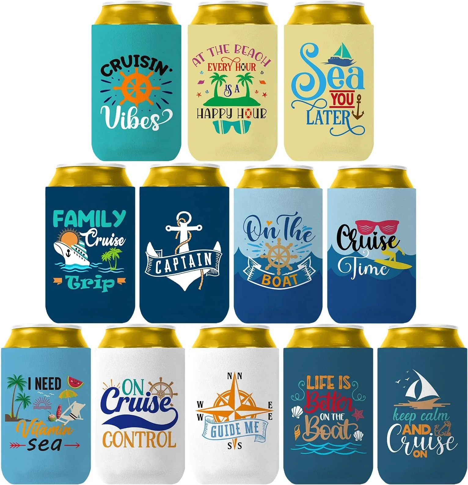 Logo Printed Can Cooler Neoprene Neoprene Tube 375ML Beer Can Cooler Neoprene Stubby Holder