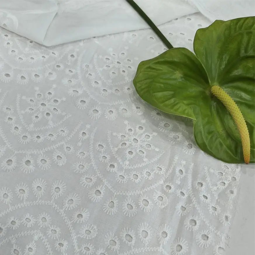 Baby Women Clothing Custom Cotton French Guipure  100% Cotton Embroidery Fabric