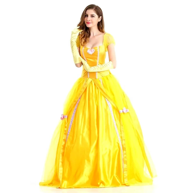 Beauty And The Beast Cosplay Fancy Yellow princess dress for women