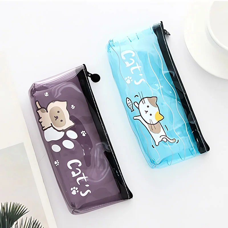 Glitter Jelly School Pencil Pouch For Kids Clear Plastic PVC Zipper Pencil Case & Bags
