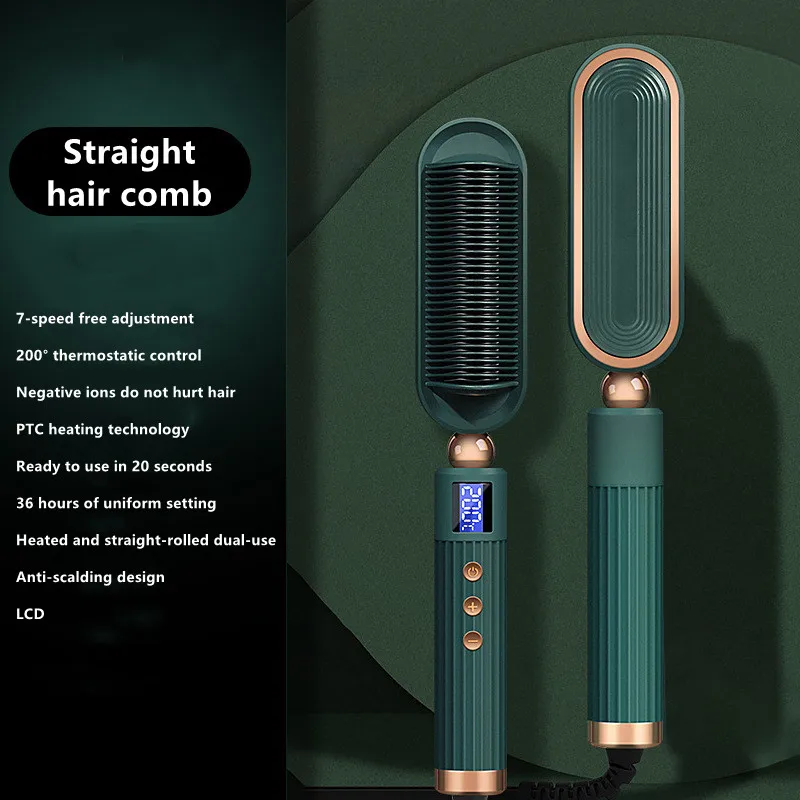 AIWO Household Straightening Comb  Electric Hairdressing Comb Curling And Straightening Dual-purpose Hair Straightener