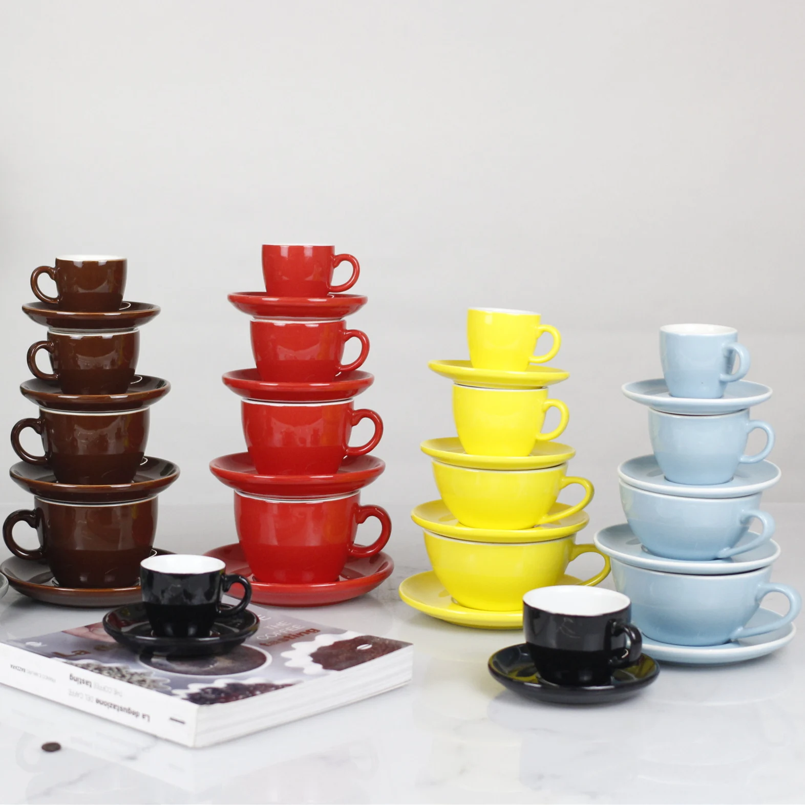 Custom Color Ceramic Espresso Cup and Saucer Porcelain Coffee Cup Custom Ceramic Coffee Cup Saucer for Cafe