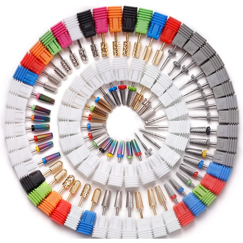 Hot sale nail drill bits grinding head tungsten carbide diamond tapered drills cuticle nail drill bits